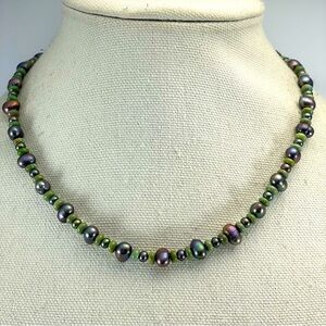 Freshwater Pearl Necklace 925 Sterling Silver Gemstone Beaded Boho Classic